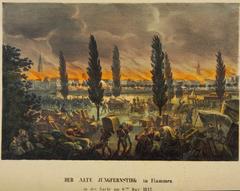 Der Alte Jungfernstieg in Flammen 1842 painting