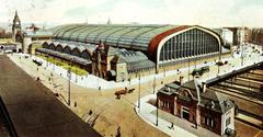 Hamburg Central Station viewed from Steintorwall with Steintor Bridge southern side
