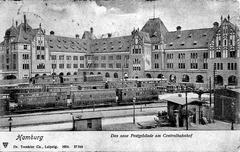 Historic Railway Mail Service Station Hamburg Hühnerposten in 1904