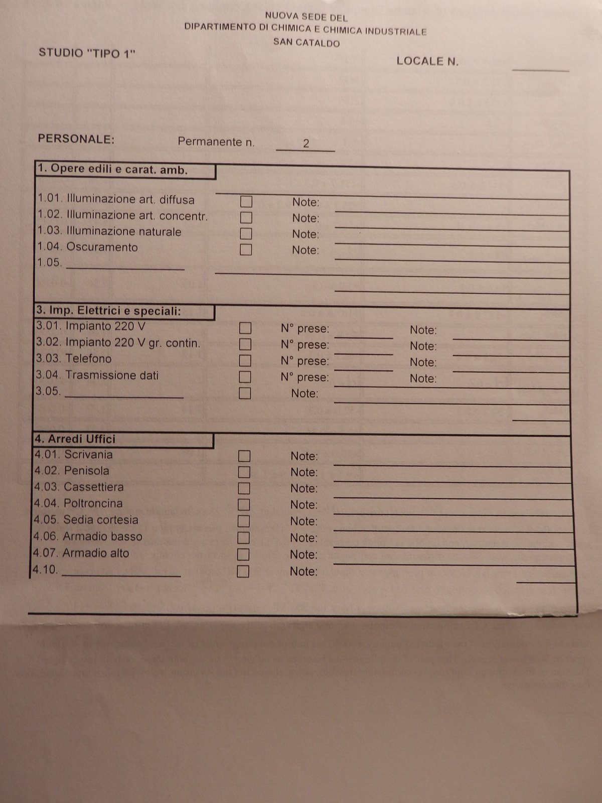 planning sheet for the future Department of Chemistry and Industrial Chemistry, circa 2007