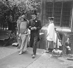 Victor Gordon-Lennox and Mrs Dorothy Bridge after their wedding at Savoy Chapel