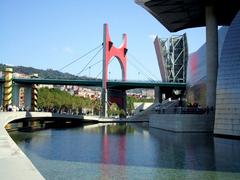 Puente de la Salve and Guggenheim Museum Bilbao with blue sky
