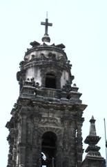 Bell tower of La Santisima Church in Mexico City historic center