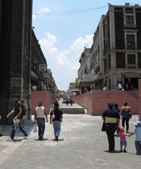 View looking south on Alhondiga Street from the square in front of La Santisima Church in Mexico City