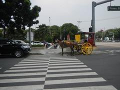 Scenic view of Kalaw Avenue and Rizal Park area in Manila with landmarks including Luneta Hotel, Eton BayPark Manila, Manila Bay along South Road, Roxas Boulevard, Manila Ocean Park, and Quirino Grandstand