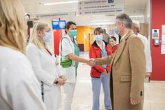 Prime Minister Dr. Robert Golob visiting the internal emergency care and urgent surgical block at UKC Ljubljana in 2024