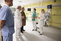 Prime Minister Dr. Robert Golob visiting the internal first aid and emergency surgical block at UKC Ljubljana, 2024