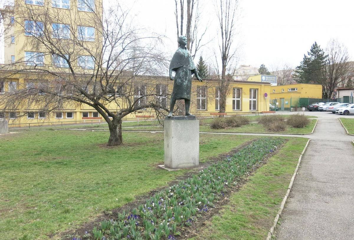 Statue of Anna Proletářka in the park on Jana Želivského street in Prague