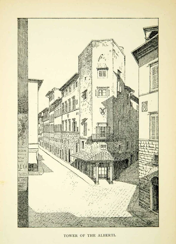 Adelaide Marchi painting of Torre degli Alberti in 1905