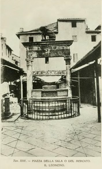 Fontana di San Leonino in Pistoia with detailed stone carvings and historic architecture