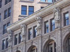 Close-up detail of Sun Tower architectural features in Vancouver, BC, Canada