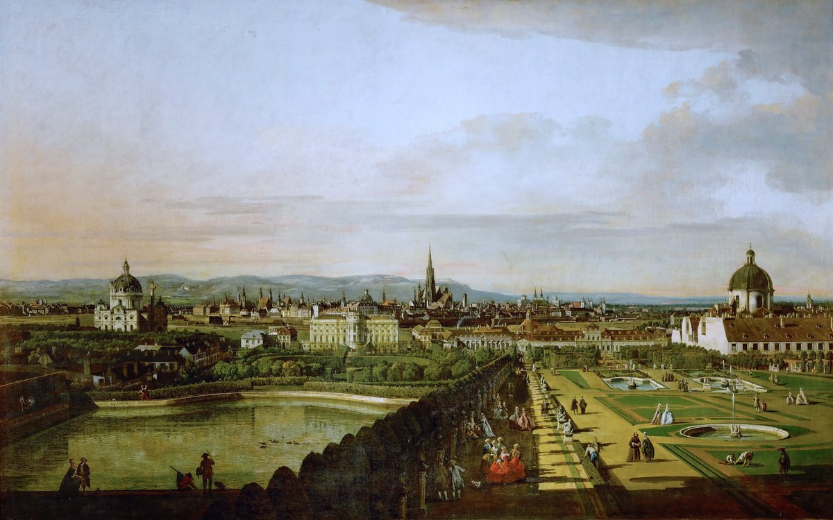View of Vienna cityscape from the Belvedere palace with historic buildings and rooftops