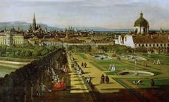 Historic painting of Vienna cityscape from the Belvedere