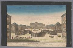 18th century colored etching of Palais Schwarzenberg near Vienna, Austria