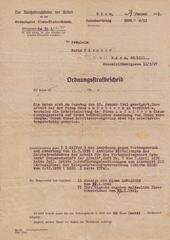 Order for disciplinary fine by the Reich trustee of labor for Vienna-Lower Danube area against Maria Fischer, dated January 27, 1941, page 1