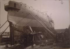 Armored cruiser Averoff under construction at Luigi Orlando shipyard in 1911