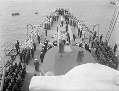 Greek Independence Day celebration on Greek Navy cruiser HHMS Giorgios Averoff, 23 February 1943, Port Said