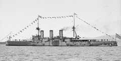 Averof warship off the coast of Canea Crete in 1919