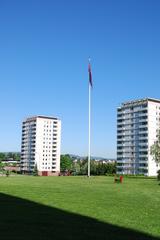 Residential neighborhood in Manglerud, Oslo, with apartment buildings and greenery in May 2009