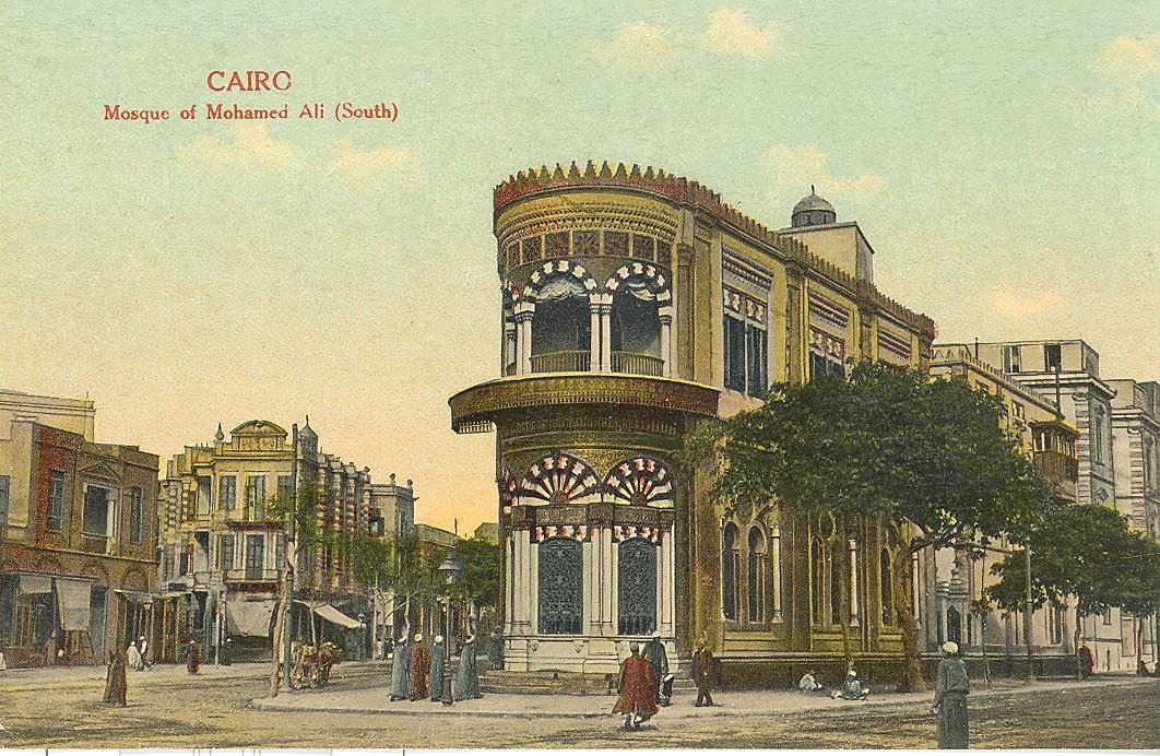 Cairo Mosque of Mohamed Ali south view on a vintage postcard