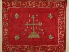 17th-century Georgian embroidered aër with a Calvary cross design