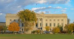 Beautiful autumn scene in Quebec City with colorful fall foliage and historic buildings