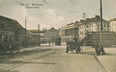 Plac Żelaznej Bramy in Warsaw in 1908 with historical buildings and streetcars