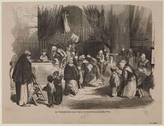 1862 wood engraving of Good Friday ceremony in Saint-Jacques-du-Haut-Pas church Paris
