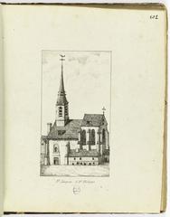 Pen drawing of the old Paris church Saint Jacques et Saint Philippe by Henri Chapelle