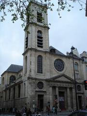 Perspective view of Église Saint-Jacques-du-Haut-Pas on rue Saint-Jacques in Paris 5th arrondissement