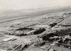 Limatambo surroundings mid 20th century with San Agustin school, Limatambo building, autocinema, hacienda house, and international airport
