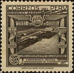 1937 Peruvian stamp depicting Tambo Airport in Lima