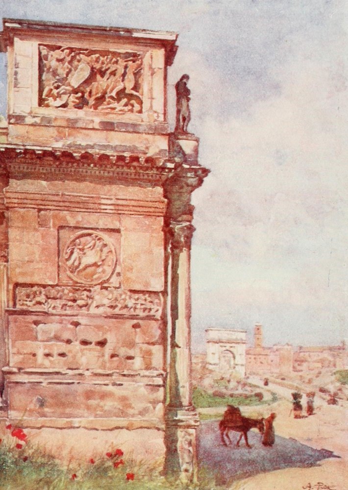 Historic Arches of Titus and Constantine photographed by Alberto Pisa in 1905
