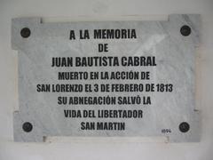 Plaque honoring Juan Bautista Cabral installed in 1894 at Convento San Carlos