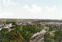 Historic view of Cannstatt town around 1900 showing vintage buildings and street scenes