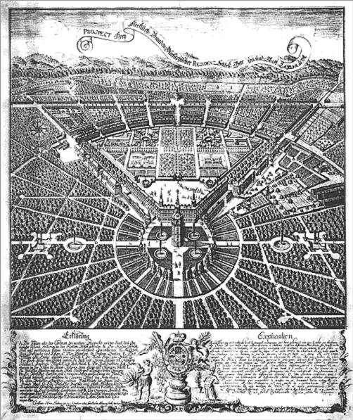 Karlsruhe Palace and Palace Garden around 1739