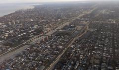 Aerial view of IIT and White Sox stadium with cityscape in background