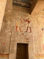 Mortuary Temple of Queen Hatshepsut exterior view with colonnades in Luxor Egypt