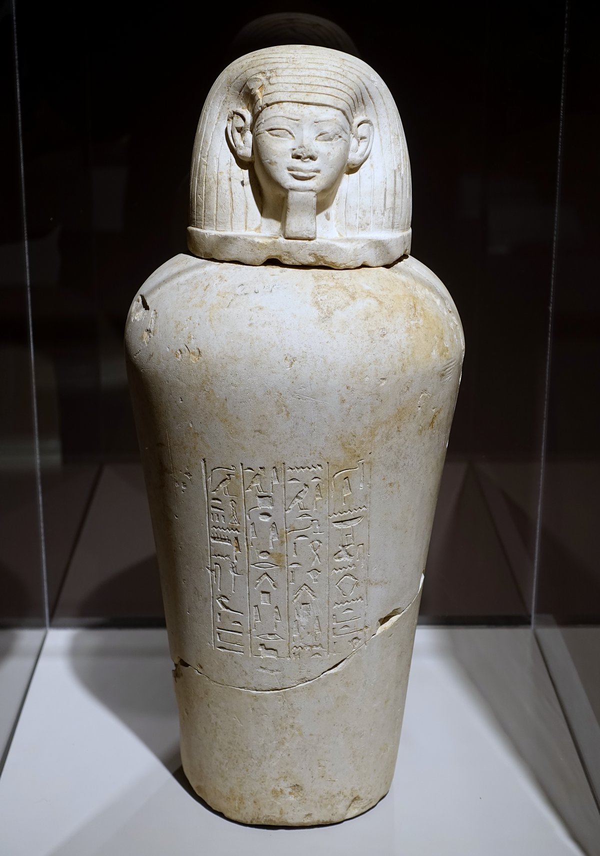 Ancient Egyptian canopic jar of Userhat from 18th Dynasty, Valley of the Kings