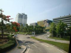 Chaeng Watthana Government Complex in Bangkok, Thailand with modern buildings and clear sky