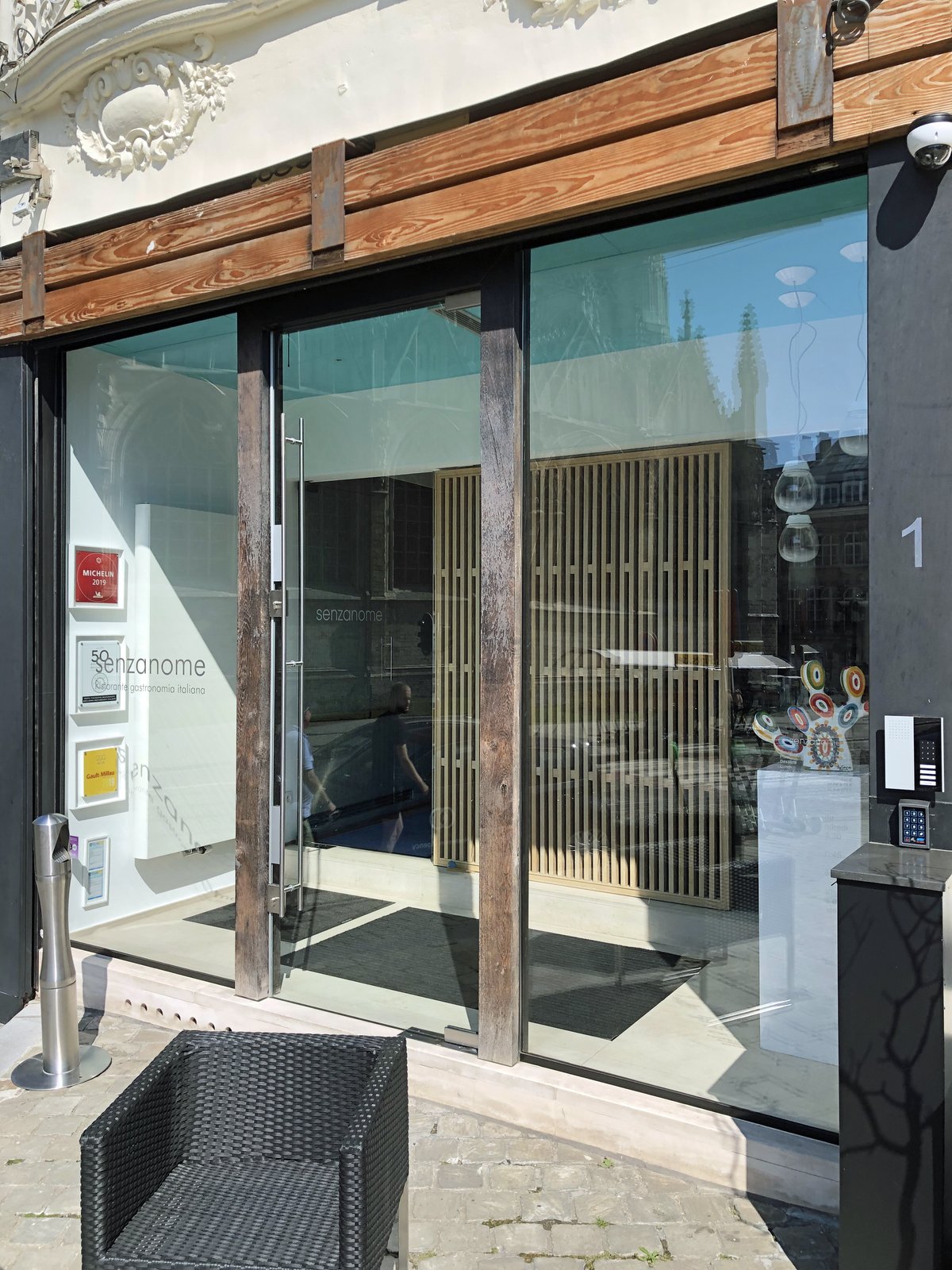 Front view of Senzanome restaurant in City Of Brussels Belgium
