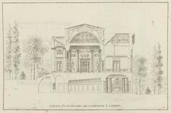 Architectural cross-section drawing of a country house in Laeken from 1827 by Pierre-Jacques Goetghebuer