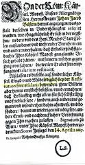 Imperial amnesty decree for former mayor Johan Jakob Bilstein from historical archives in Cologne
