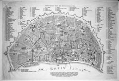 Historic copper engraving city map of Cologne by Reinhardt from 1752