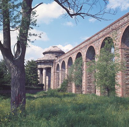 Acquedotto Nottolini historic aqueduct in Lucca, Italy with multiple arches