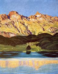 Summer evening at Lake St. Moritz landscape painting