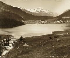 Inn waterfall in St. Moritz Switzerland 1890