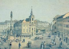 View of the demolished Church of St. Nicholas in Brno, artwork by Franz Richter, 1829
