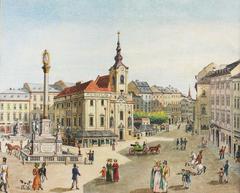 View of the demolished Church of Saint Nicholas in Brno, artwork by Franz Richter