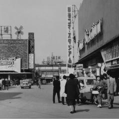 Shinjuku Theatre and Shinjuku Koma Theatre in Kabukicho, Shinjuku, Tokyo, February 1960